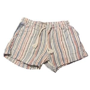 Natural Reflections Shorts Womens Sz XS USA Stripe Cotton Linen‎ Drawstring